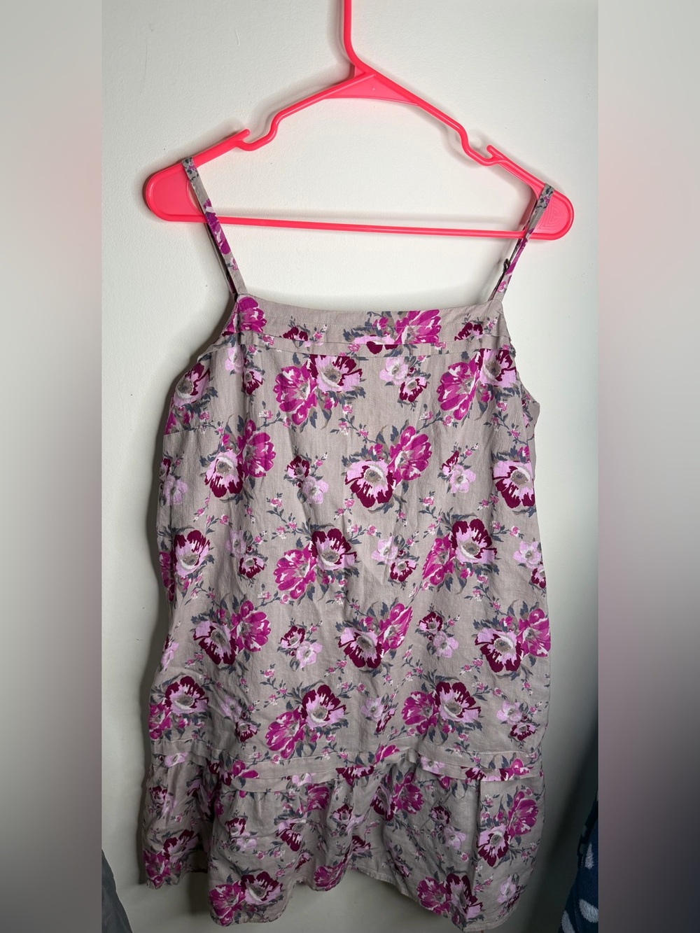 Old Navy Beige Dress with Pink Floral Pattern